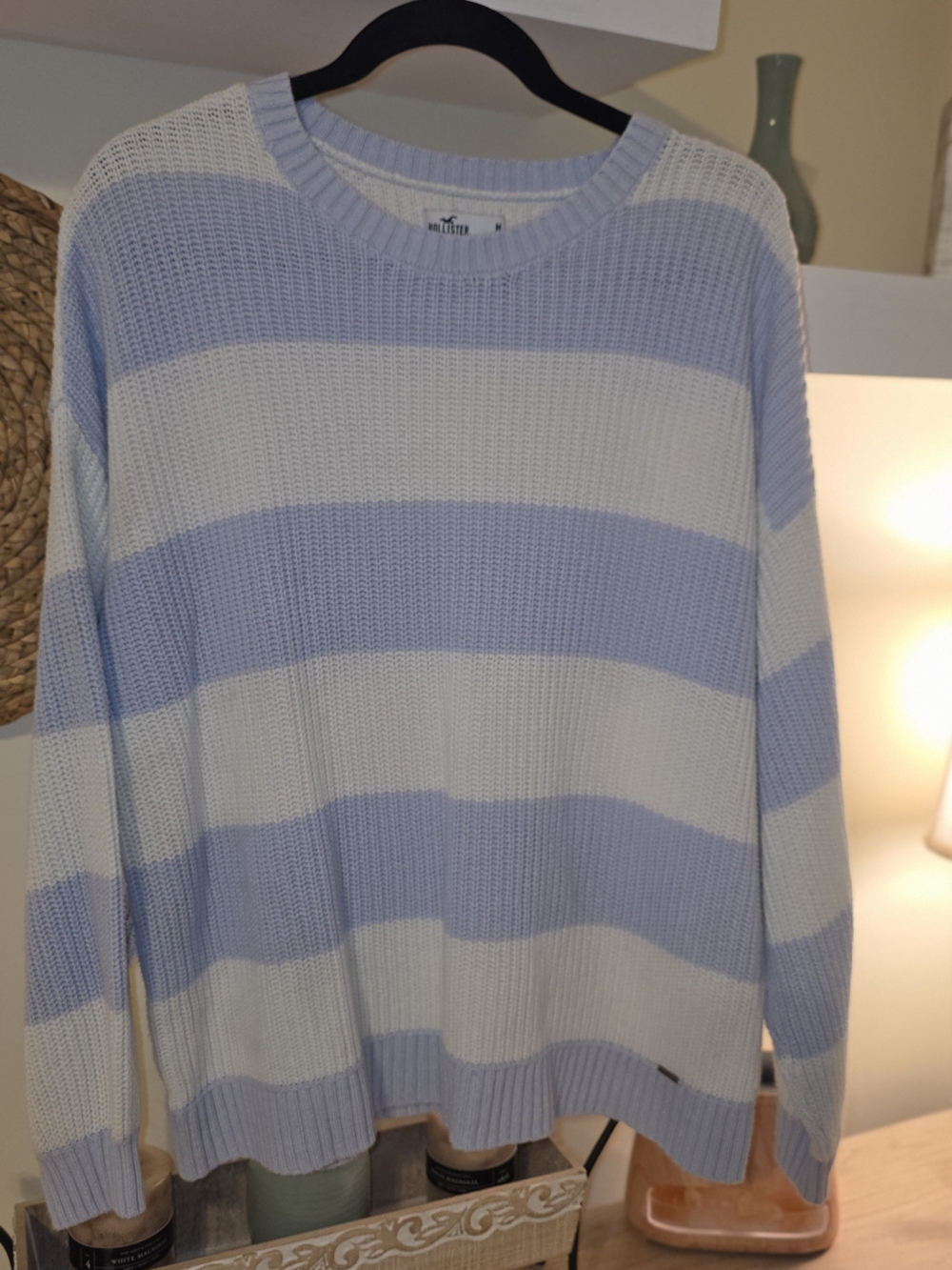 Women's Hollister Light Blue & White Striped Sweater